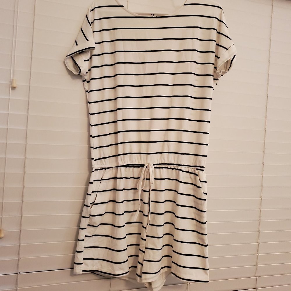 Short Sleeve Striped Jumpsuit Romper